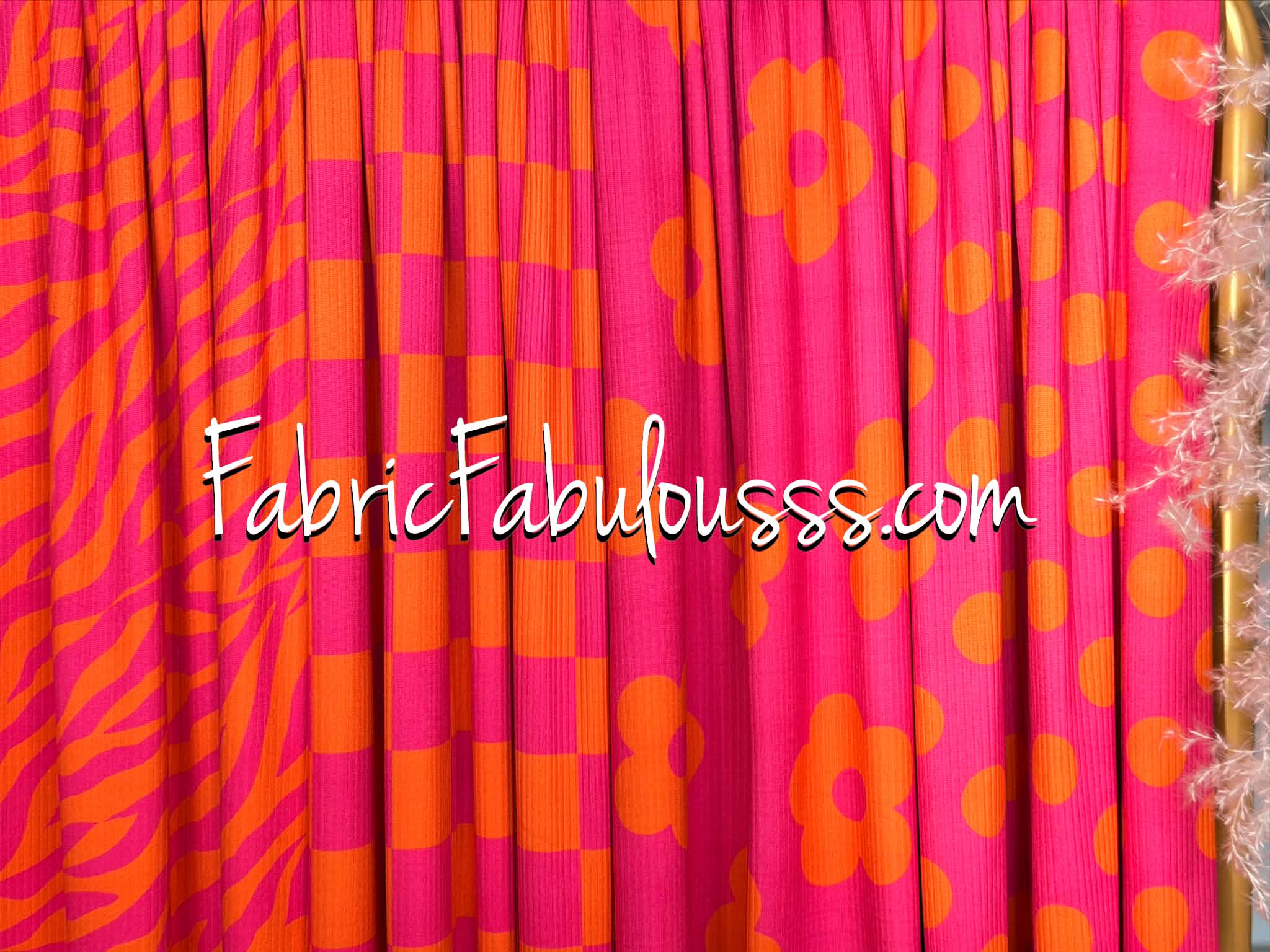 (4X2 YUMMY RIB) PINK AND ORANGE MEDIUM CHECKERED