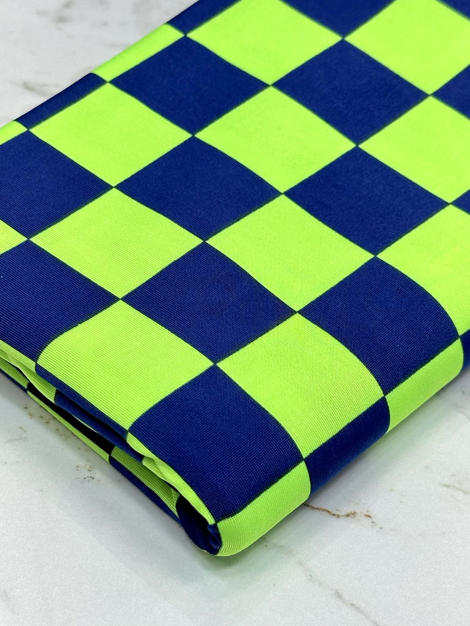 (ITY) NEON GREEN AND NAVY CHECKERED