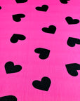(4X2 YUMMY RIB) BLACK HEARTS ON HOT PINK