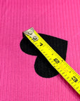 (4X2 YUMMY RIB) BLACK HEARTS ON HOT PINK
