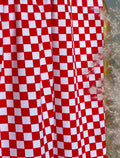 (SPANDEX) SMALL RED AND OFF WHITE CHECKERED