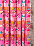 (2X2 YUMMY RIB) PINK BACK TO SCHOOL PATCHWORK