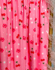 (2X2 YUMMY RIB) CHERRIES AND FLOWERS ON PINK
