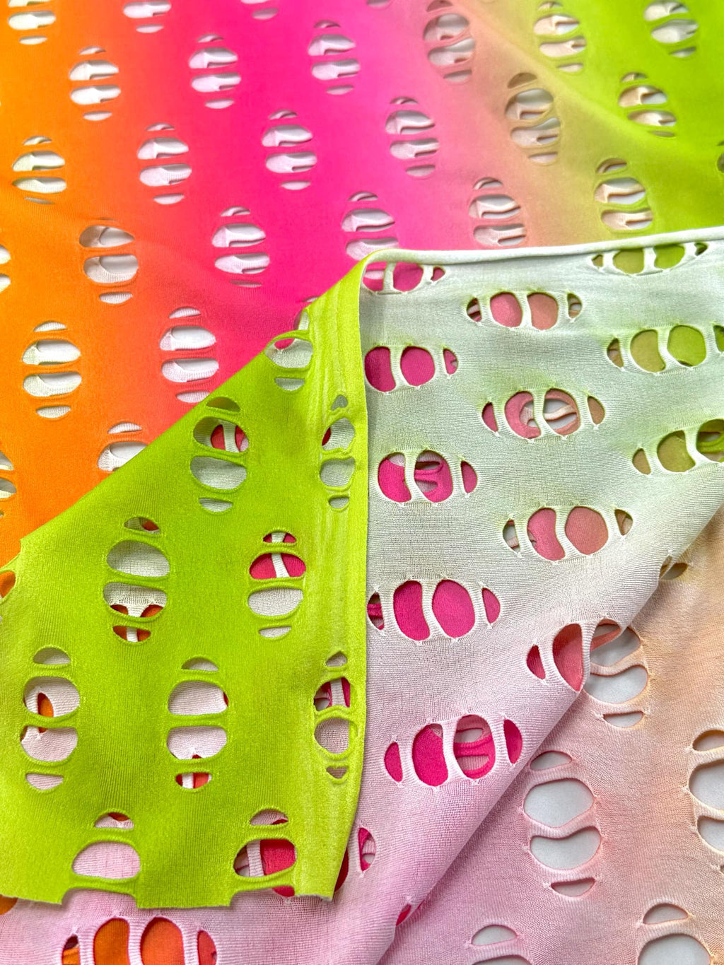 (NYLON SPANDEX) RAINBOW STRIPE  EYELET HOLES
