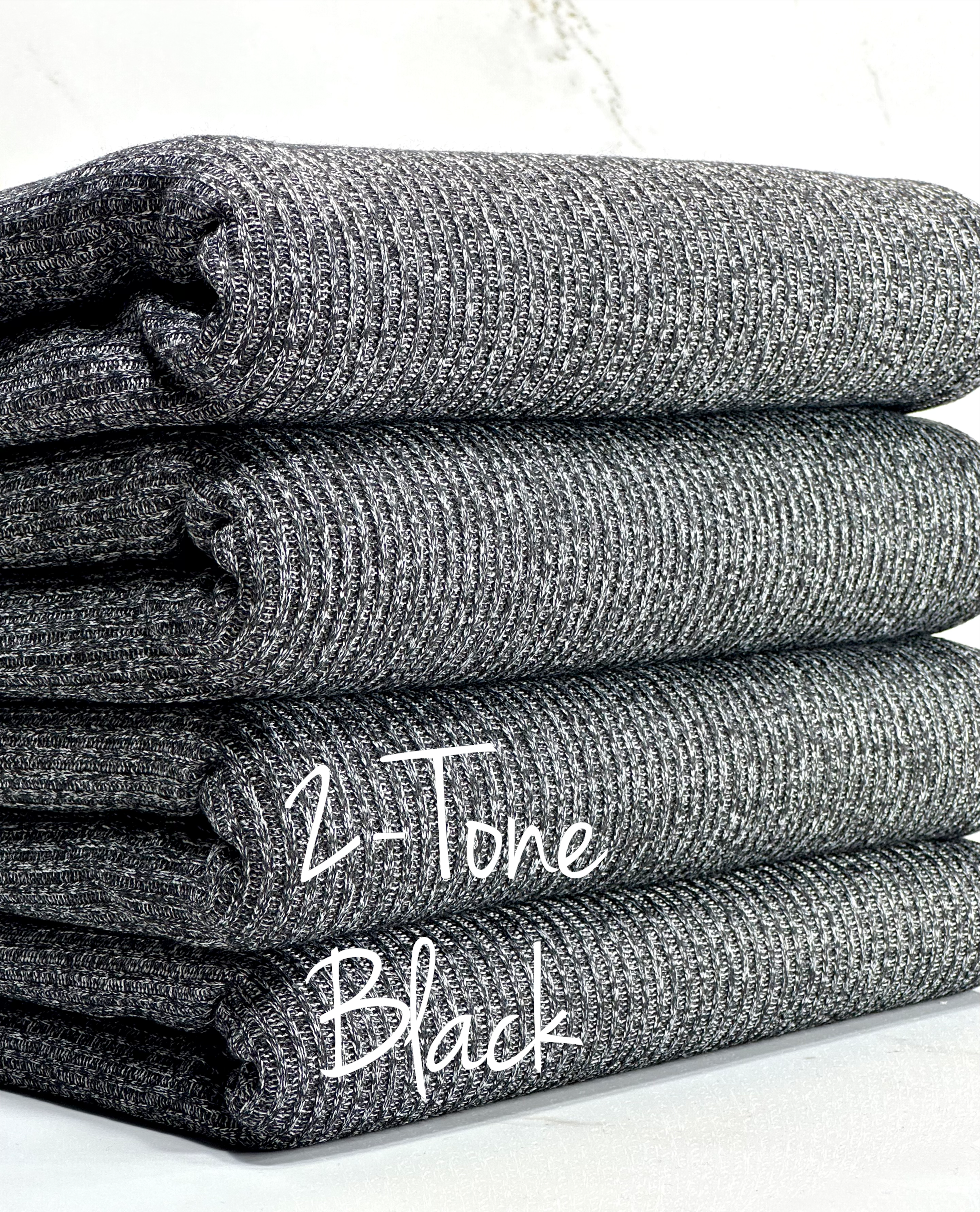 (CASHMERE SWEATER RIB) 2-TONE BLACK (1)