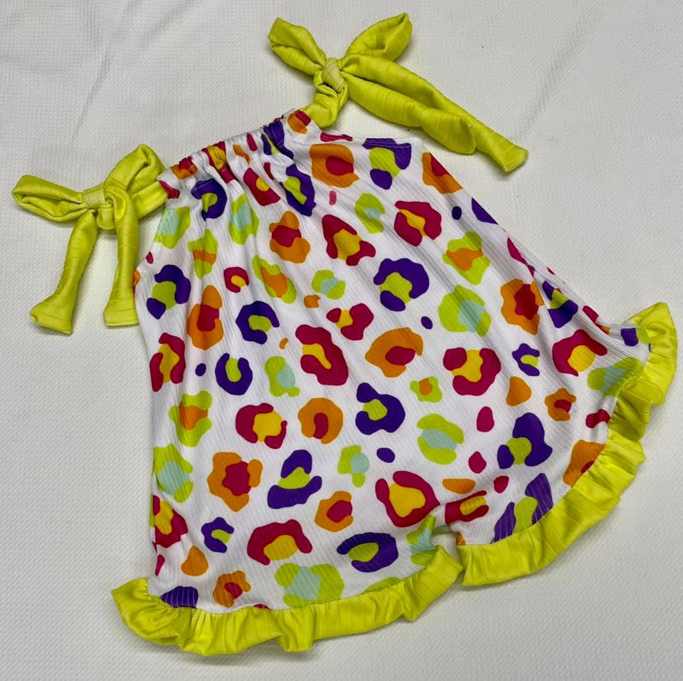 (4X2 YUMMY RIB) MULTI COLORFUL CHEETAH PRINT ON OFF WHITE