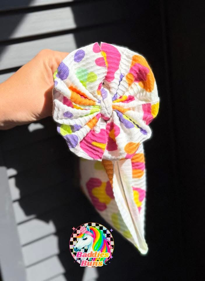 (URBAN RIB) MULTI COLORFUL CHEETAH PRINT ON OFF WHITE