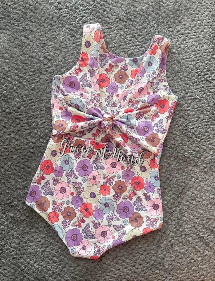 (SWIM) BUTTERFLIES AND FLOWERS ON OFF WHITE