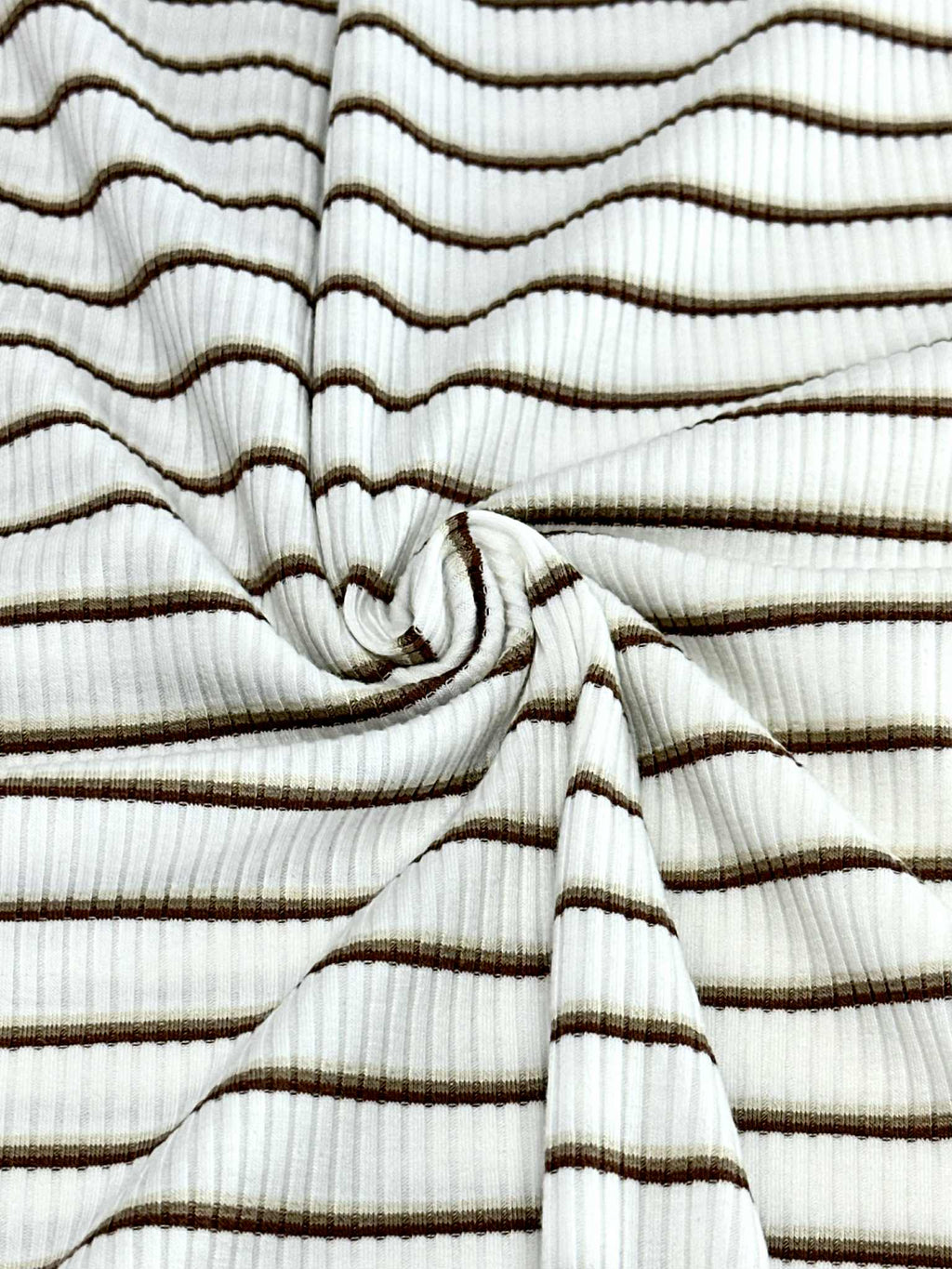 (COTTON RIB) BROWN STRIPES ON OFF WHITE
