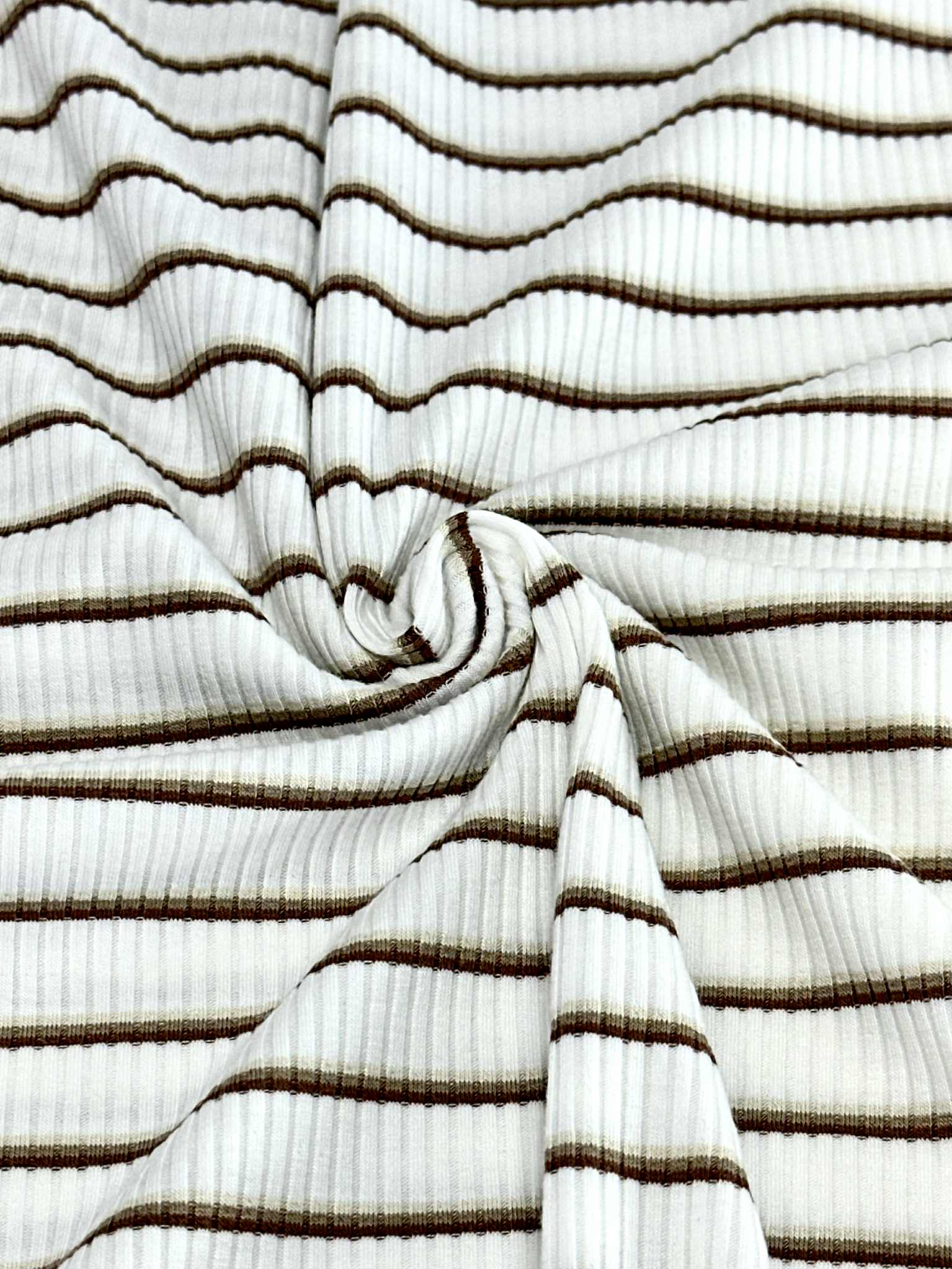(COTTON RIB) BROWN STRIPES ON OFF WHITE