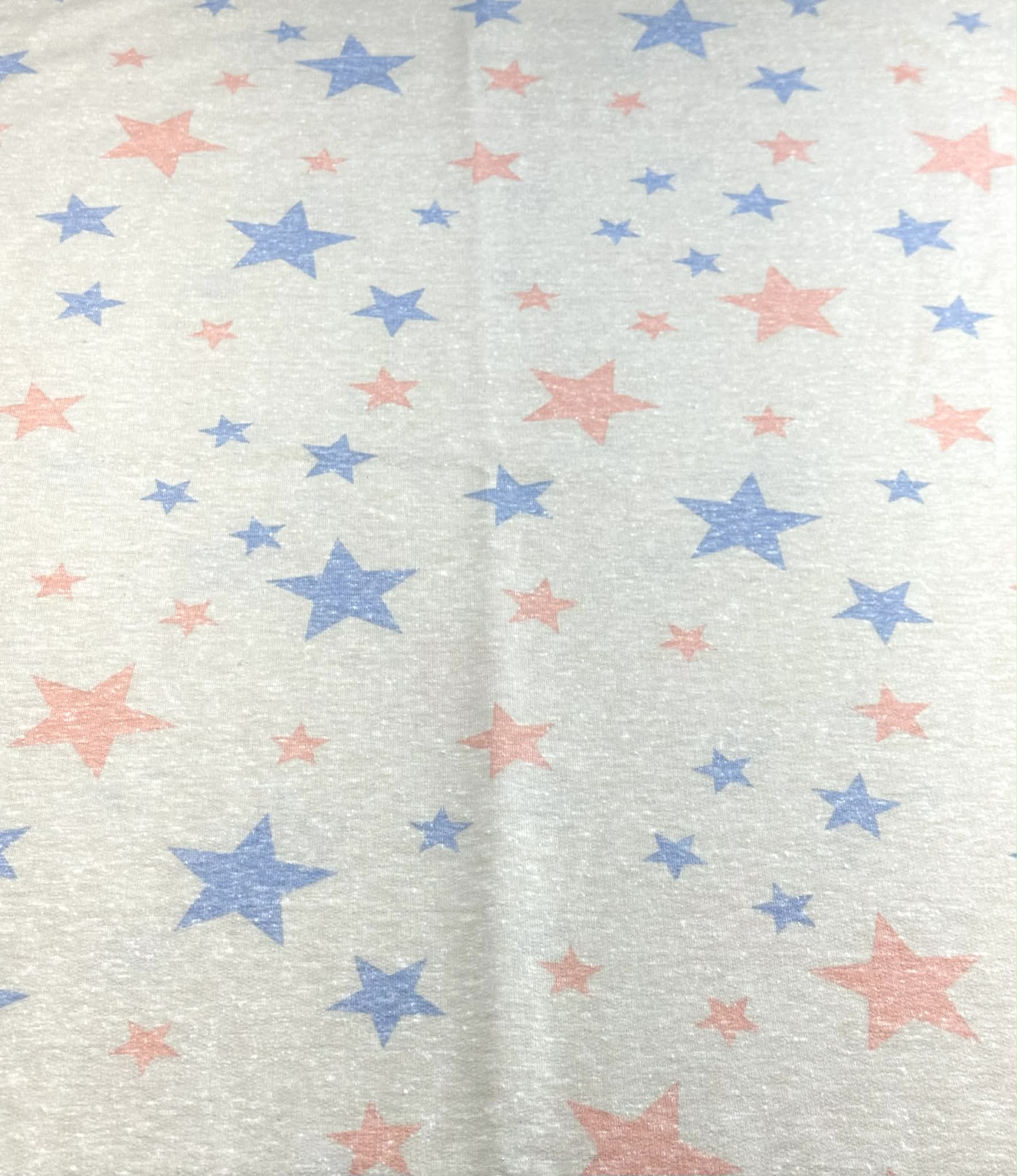 (FRENCH TERRY) BLUE AND PEACH STARS ON VINTAGE CREAM (2)