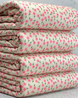 (POINTELLE RIB) TINY PINK FLOWERS ON CREAM (4)