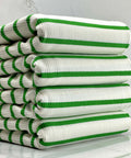 (RIB) GREEN STRIPES ON IVORY