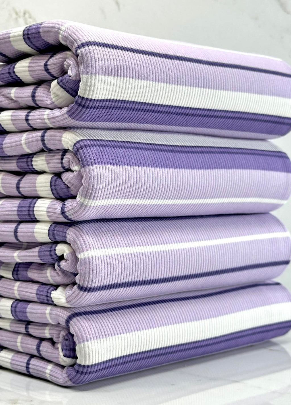 (2X1 YUMMY RIB) PURPLE AND OFF WHITE STRIPES