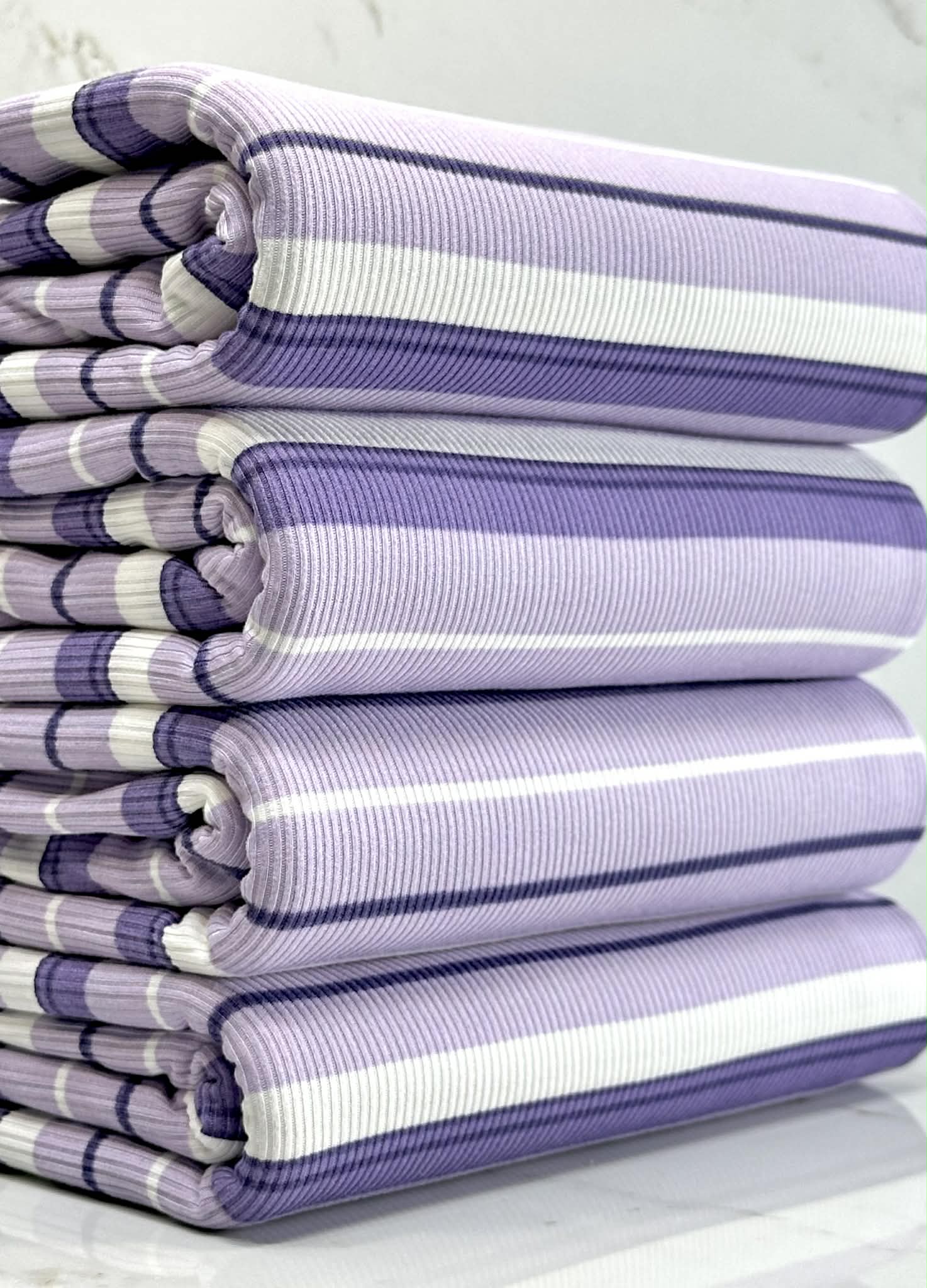 (2X1 YUMMY RIB) PURPLE AND OFF WHITE STRIPES