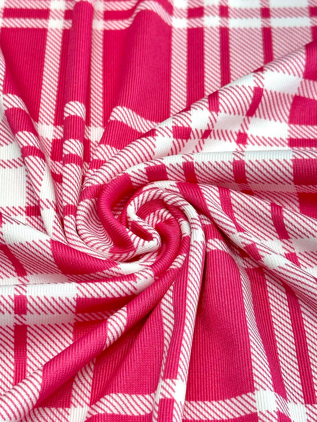 (DTY NON BRUSHED) HOT PINK AND OFF WHITE PLAID