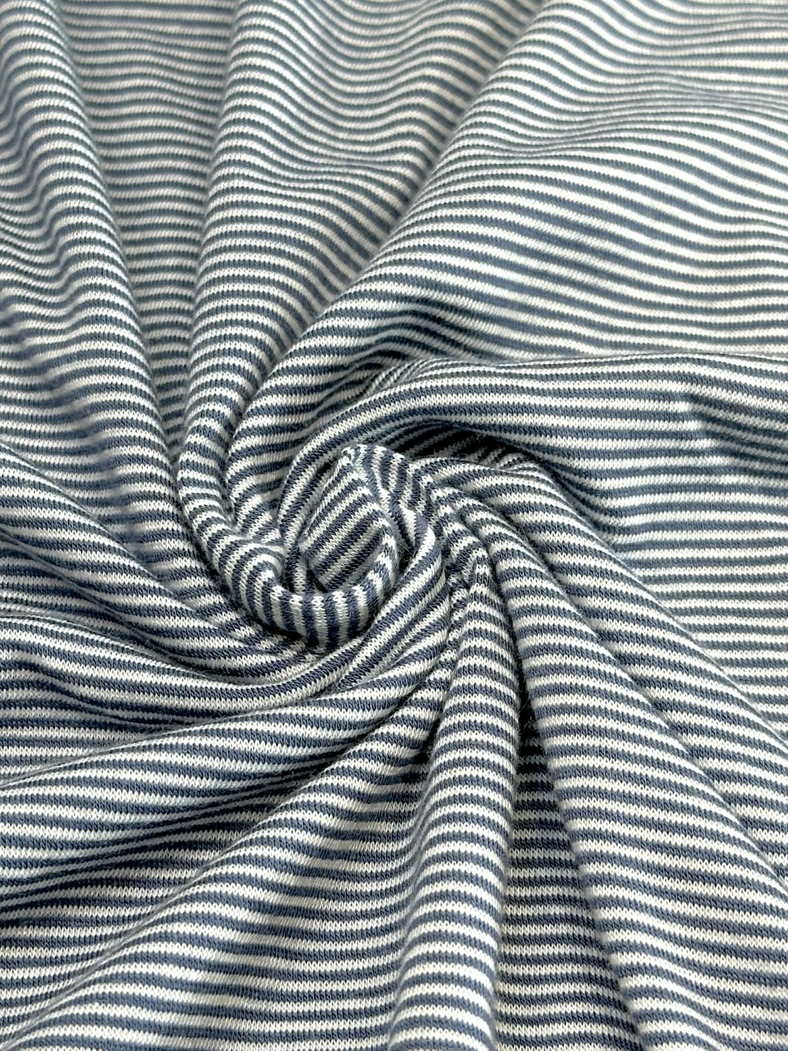 (RAYON MODAL) INDIGO AND OFF WHITE THIN STRIPES(1)