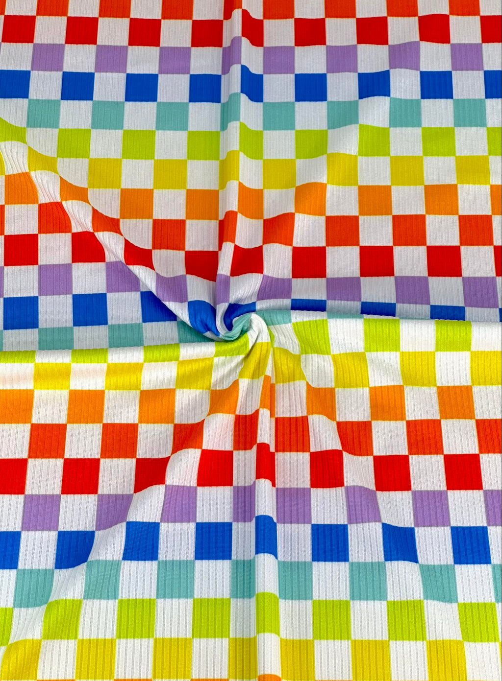 (YUMMY RIB) RAINBOW AND OFF WHITE CHECKERED