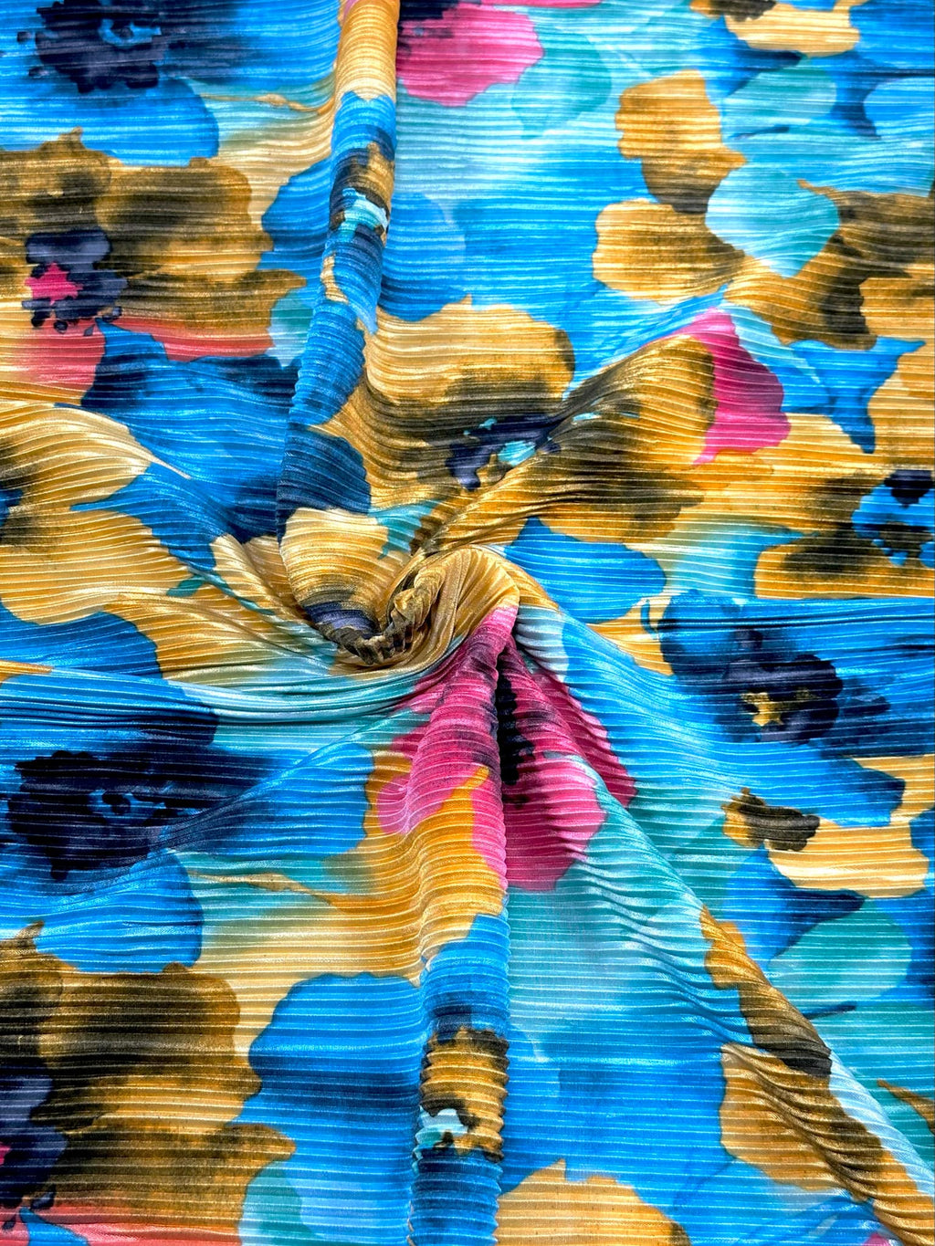 (PLEATED) YELLOW, BLUE, AND PINK FLORAL