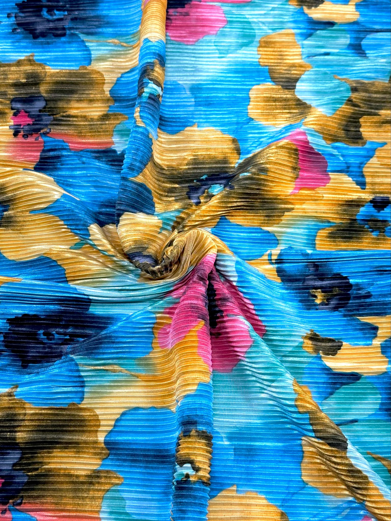 (PLEATED) YELLOW, BLUE, AND PINK FLORAL