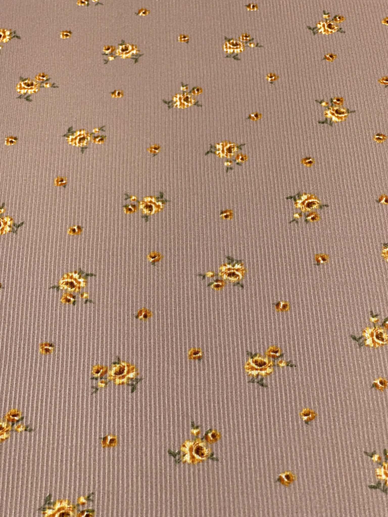 (2X1 RIB) GOLD FLOWERS ON VINTAGE BROWN(4)