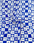 (YUMMY RIB) ROYAL BLUE GAMER AND HAPPY FACES CHECKERED PRINT