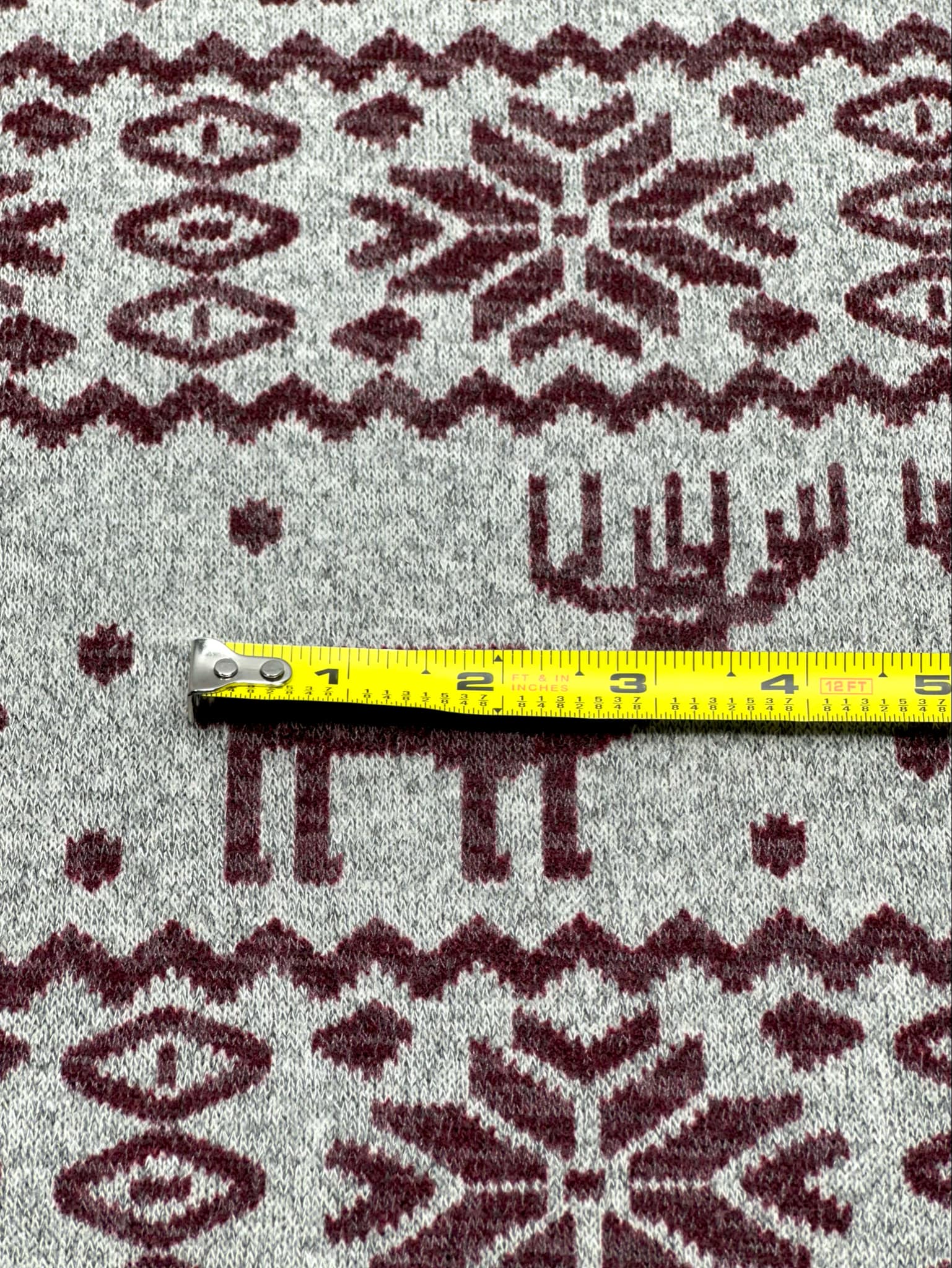 (HACCI SWEATER KNIT) WINE REINDEERS ON HEATHER GREY
