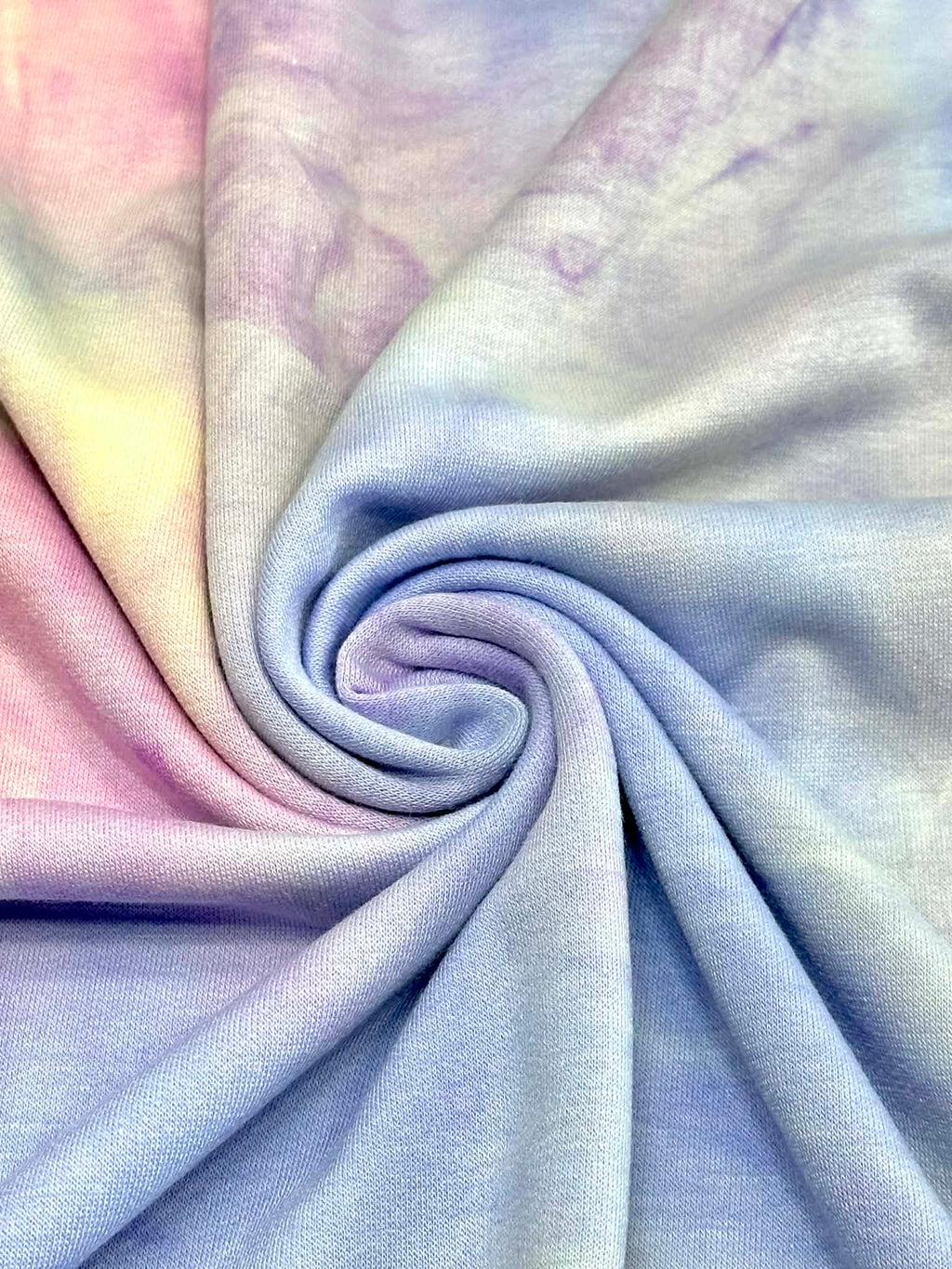 (FRENCH TERRY) BLUE, YELLOW AND PURPLE TIE DYE (1)
