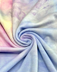 (FRENCH TERRY) BLUE, YELLOW AND PURPLE TIE DYE