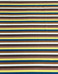 (4X2 RIB) TEAL, YELLOW, BROWN AND CREAM STRIPES