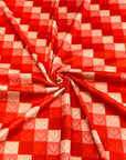 (4X2 YUMMY RIB) PINK AND RED HEARTS ON CHECKERED PATTERN