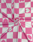 (DBP) PINK AND WHITE HEART CHECKERED