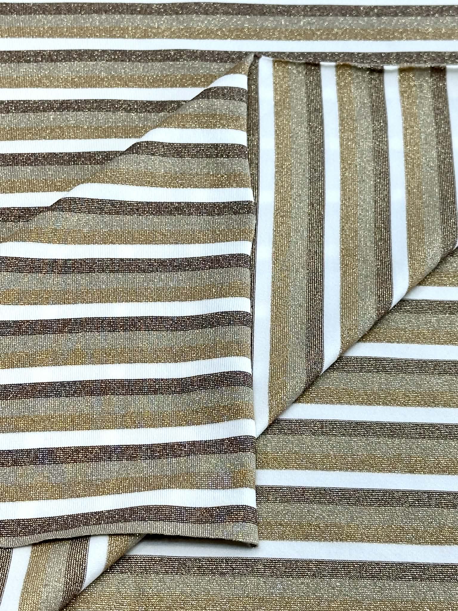 (ITY) GOLD, BROWN, AND OFF WHITE SHIMMER STRIPES