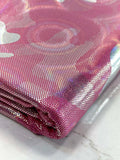 (SPANDEX) SILVER FOIL ON HOT PINK