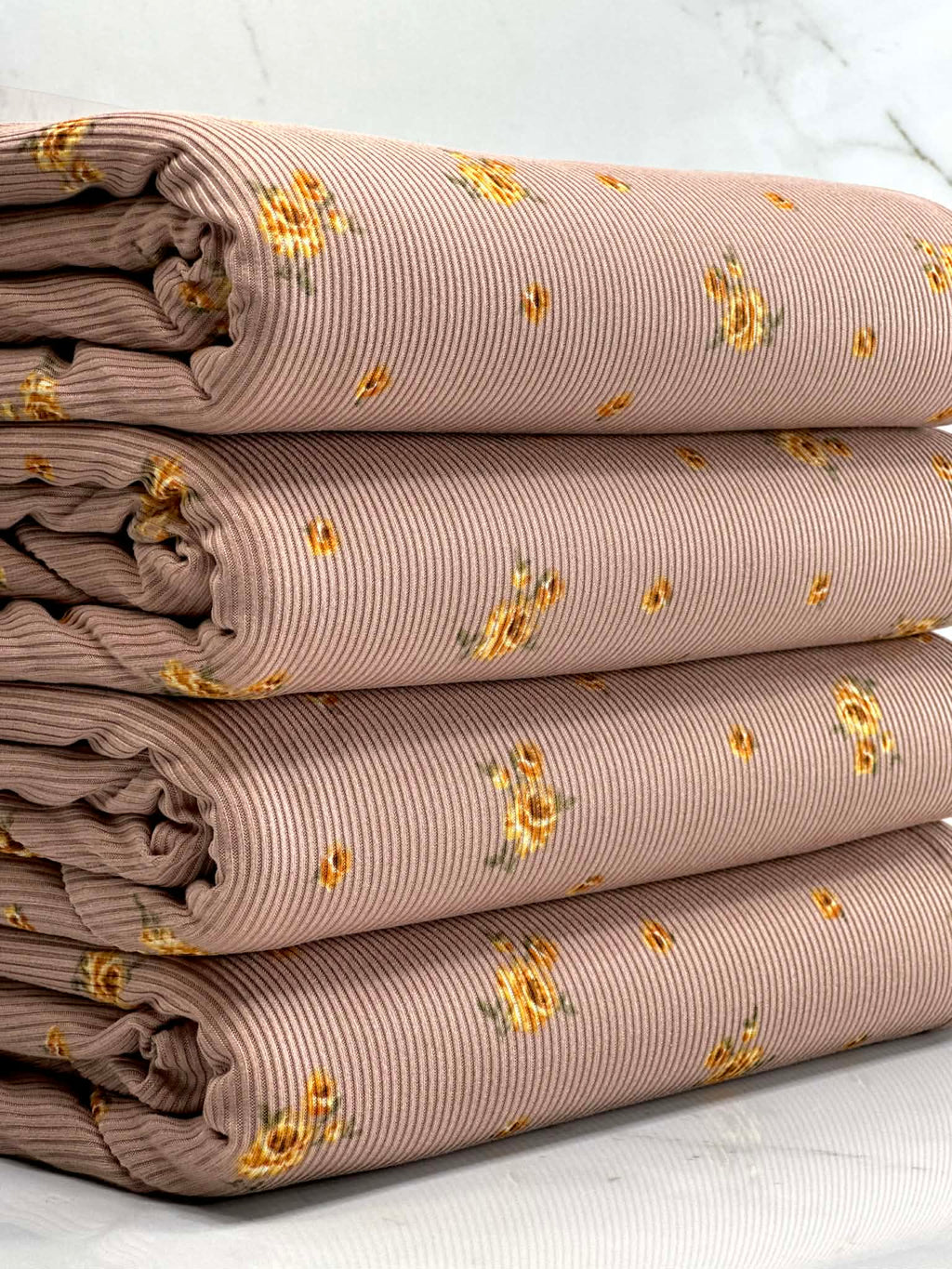 (2X1 RIB) GOLD FLOWERS ON VINTAGE BROWN(4)
