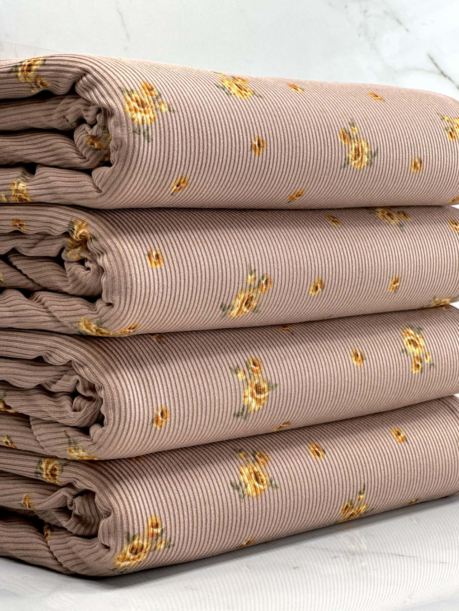 (2X1 RIB) GOLD FLOWERS ON VINTAGE BROWN(4)