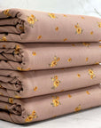 (2X1 RIB) GOLD FLOWERS ON VINTAGE BROWN