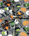 (FRENCH TERRY) TRICK OR TREAT AND PUMPKINS ON GRAY (2)