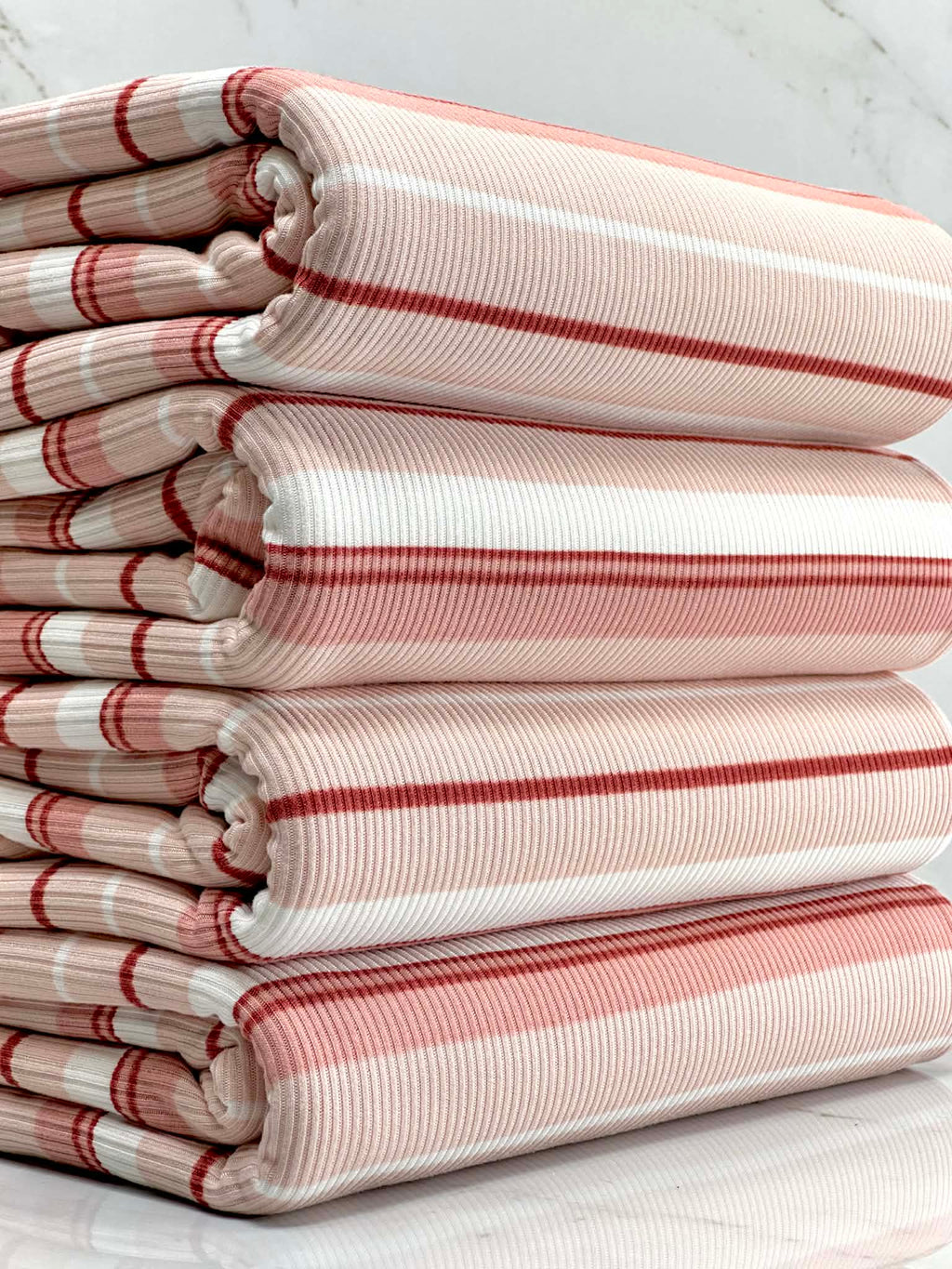 (2X1 YUMMY RIB) LIGHT BLUSH, ROSE AND OFF WHITE STRIPES