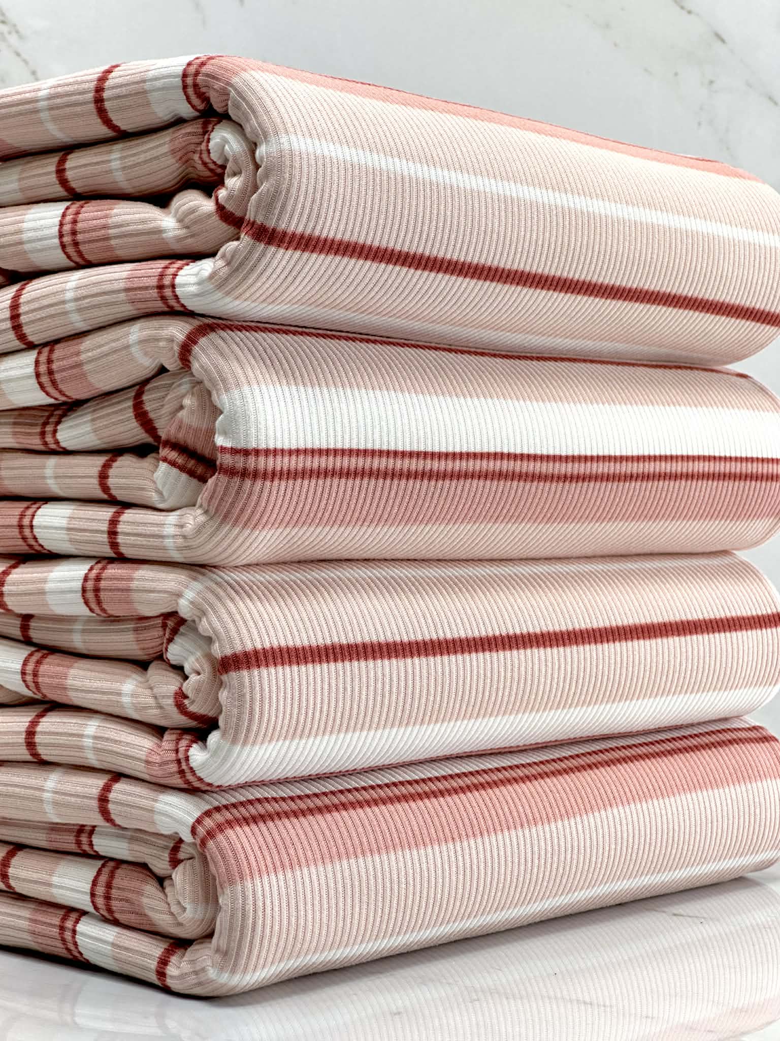 (2X1 YUMMY RIB) LIGHT BLUSH, ROSE AND OFF WHITE STRIPES