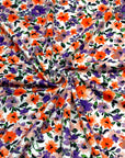 (DBP) PURPLE AND ORANGE FLOWERS ON OFF WHITE