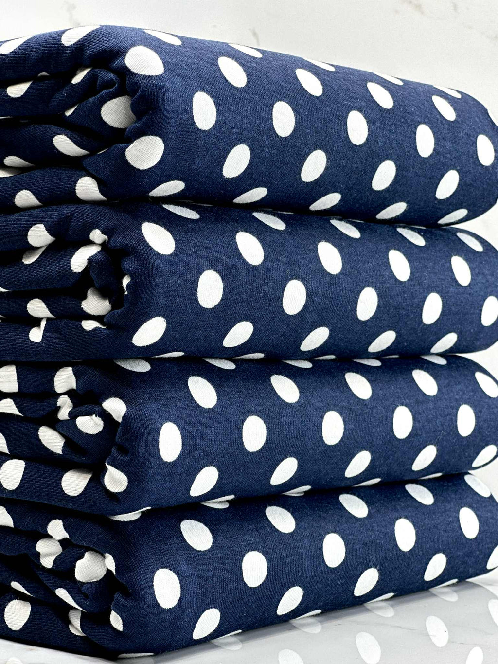 (COTTON SPANDEX) OFF WHITE POLKA DOTS ON NAVY(5)