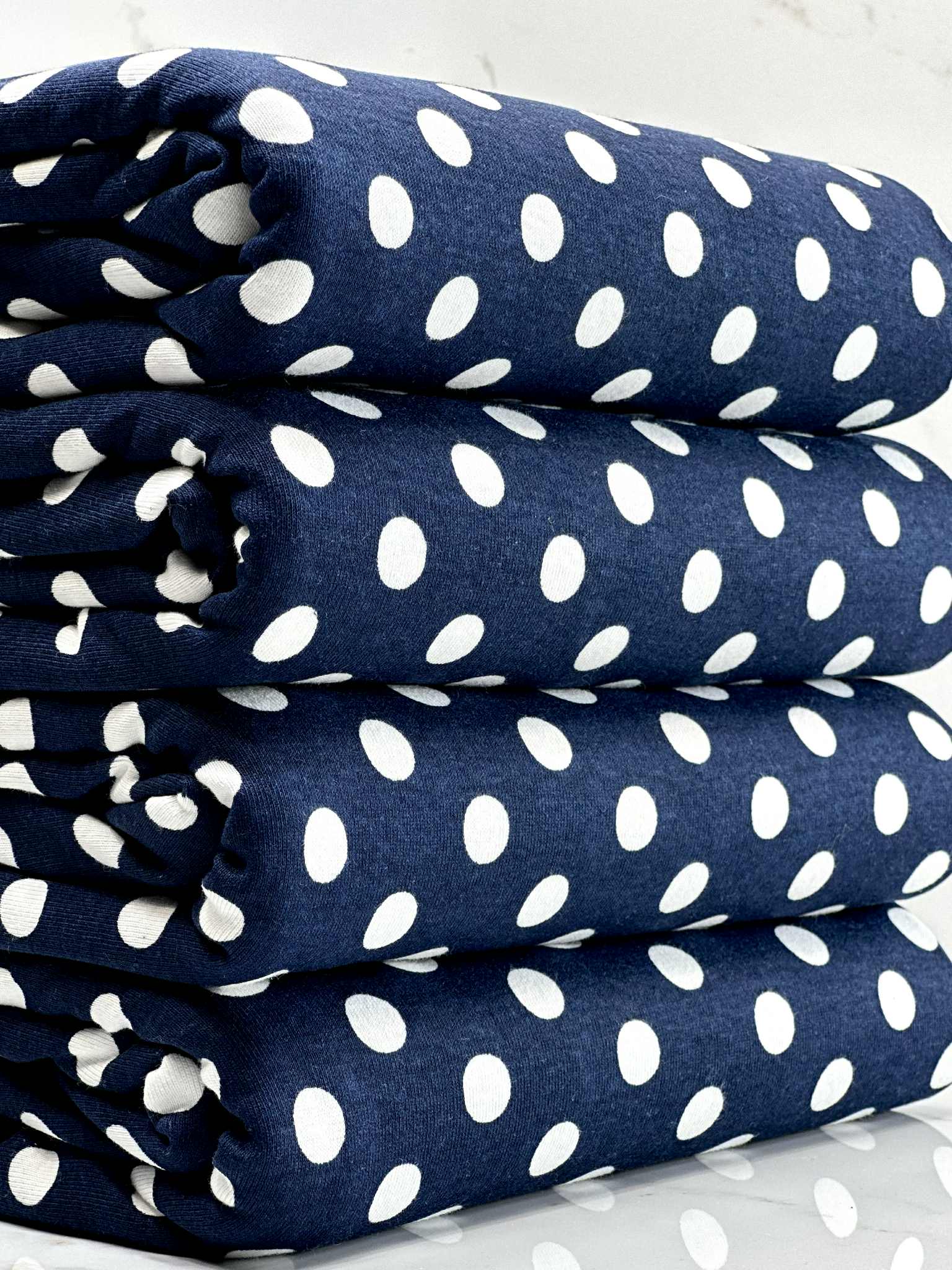 (COTTON SPANDEX) OFF WHITE POLKA DOTS ON NAVY(5)