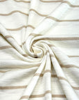 (JERSEY STRETCH) TAN STRIPES ON OFF WHITE