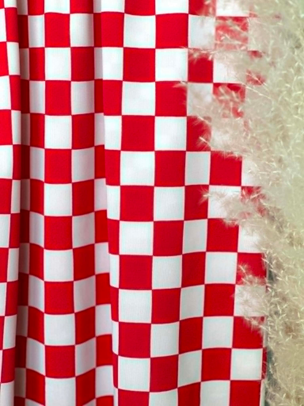 (SWIM) RED AND OFF WHITE CHECKERED