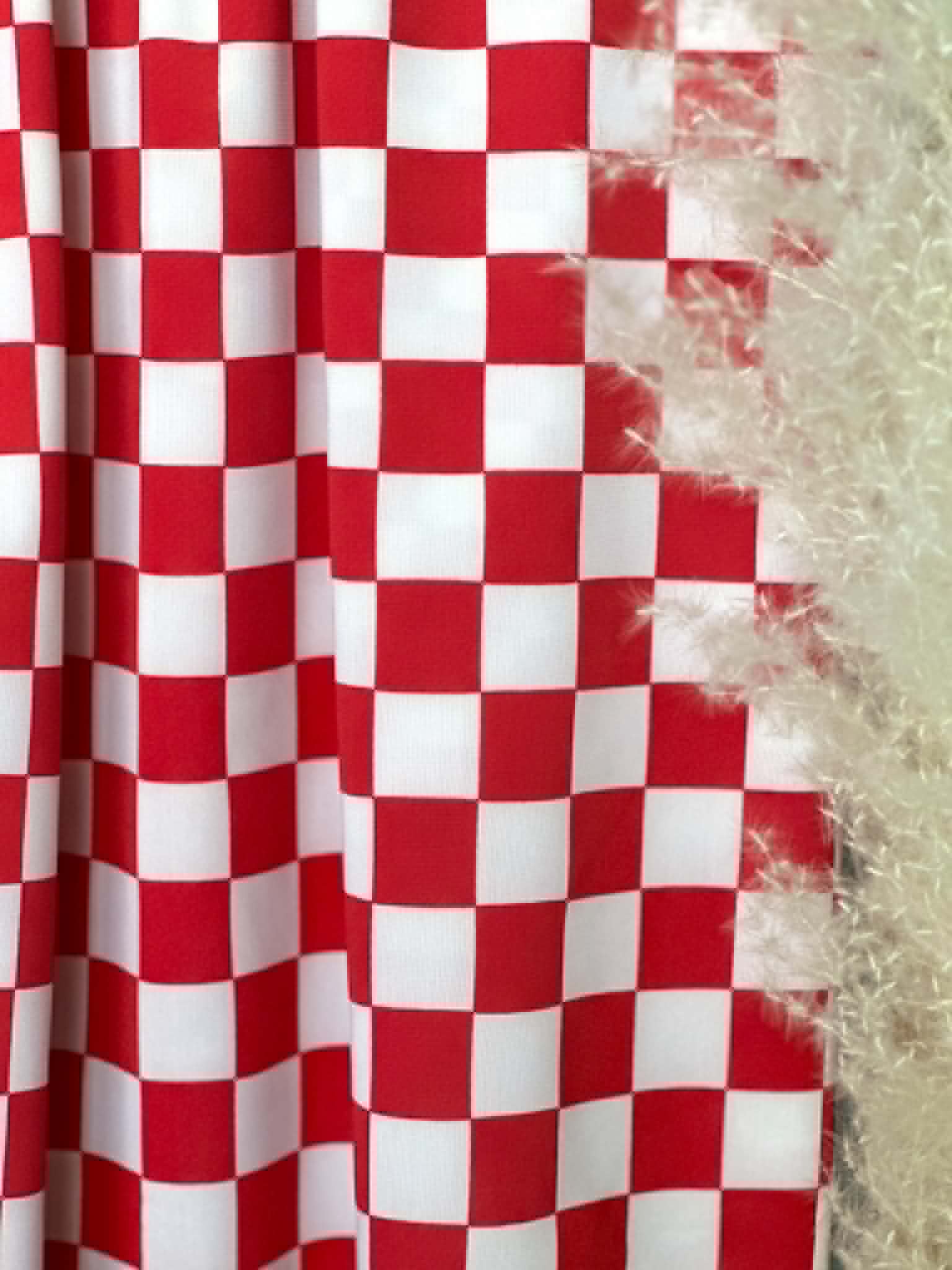 (SWIM) RED AND OFF WHITE CHECKERED