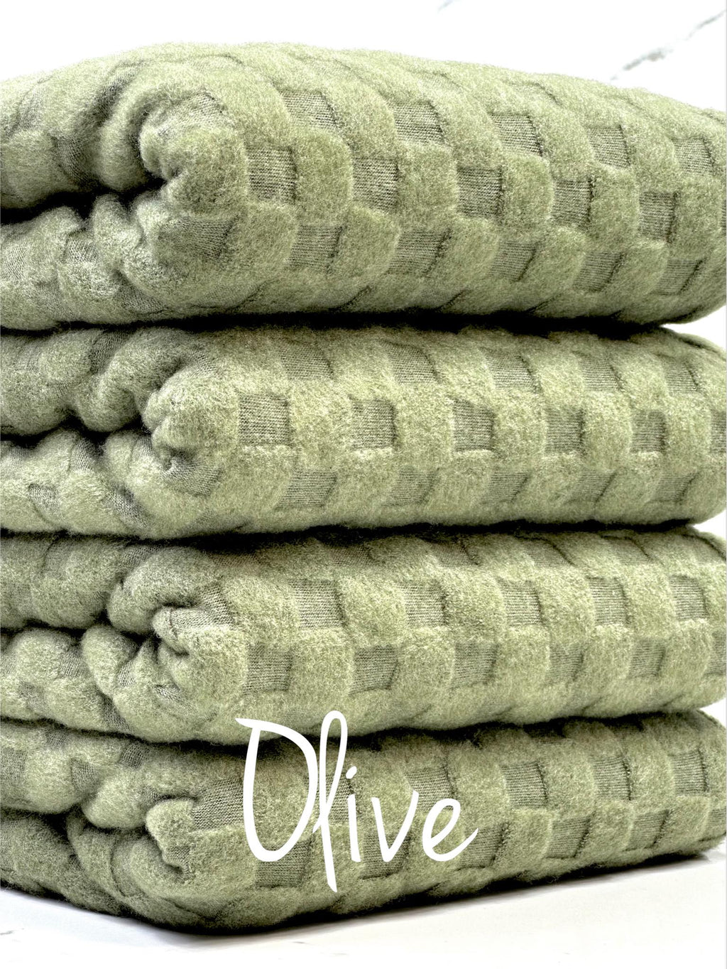 (LOOP TERRY) 3D OLIVE CHECKERED