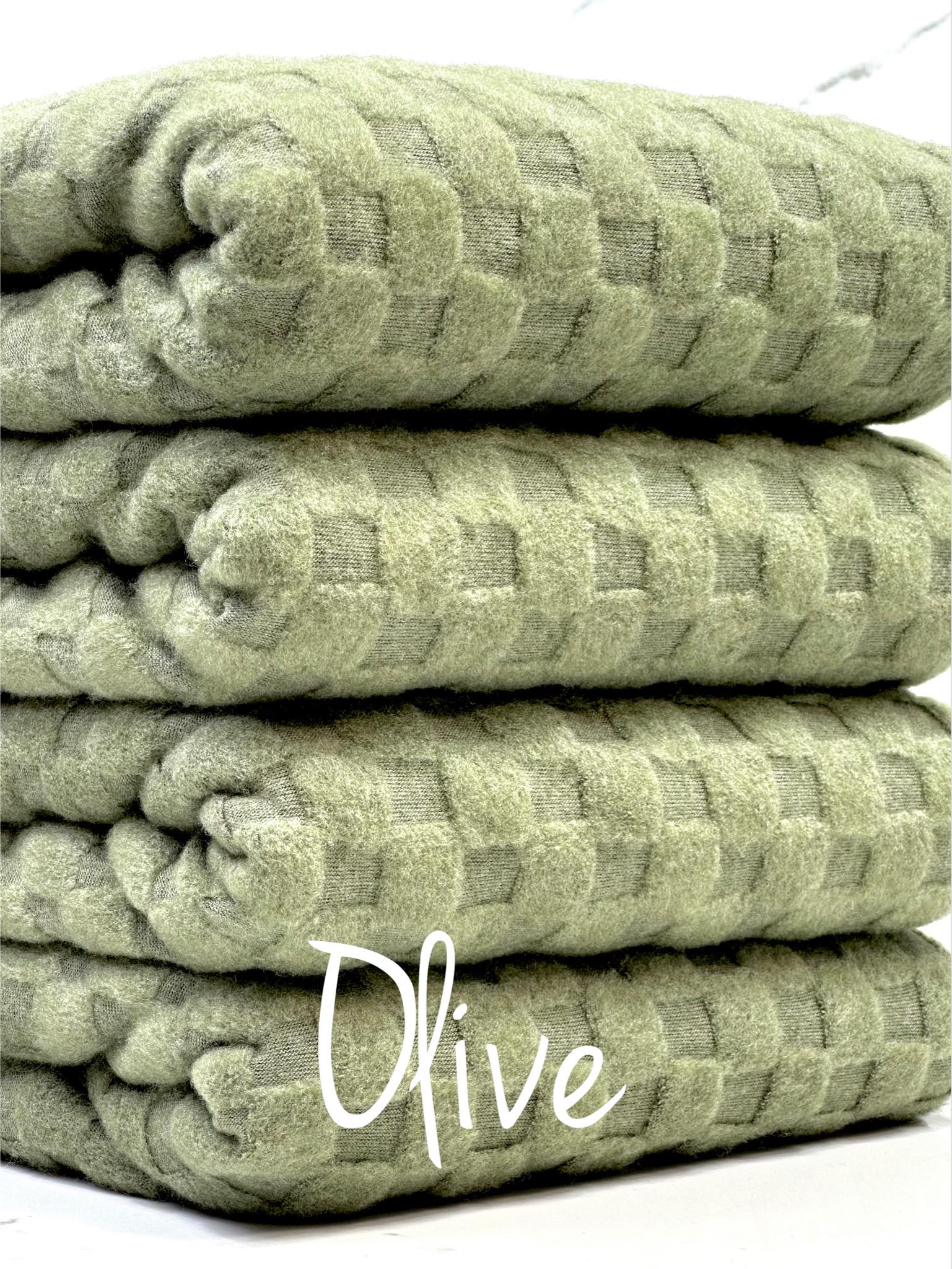 (LOOP TERRY) 3D OLIVE CHECKERED
