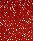 (4X2 RIB) TINY OFF WHITE POLKA DOTS ON RED