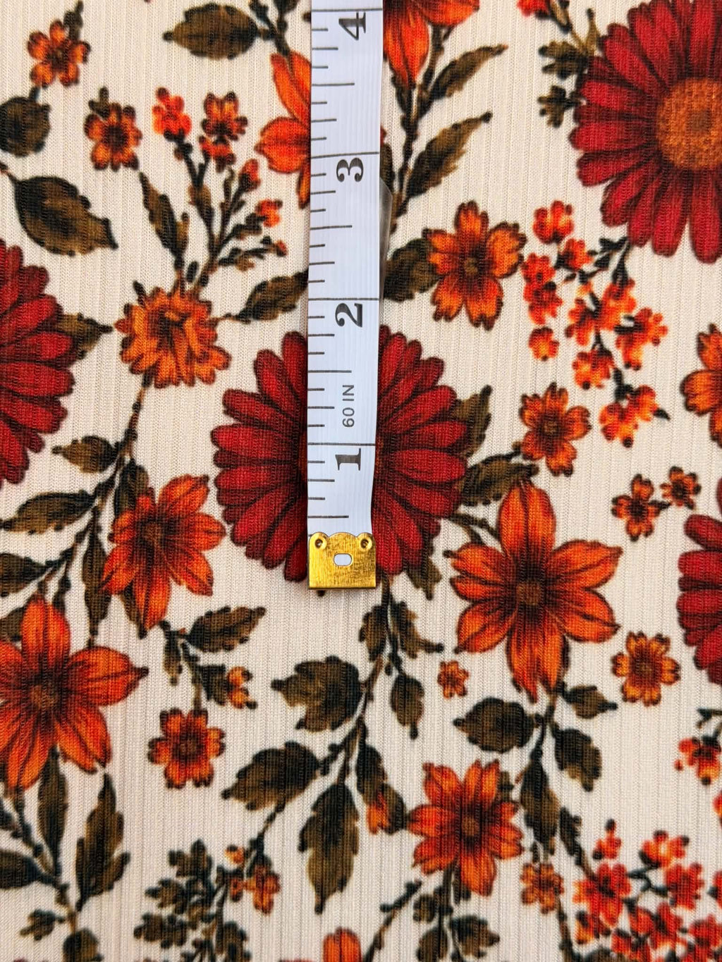 (4x2 YUMMY RIB) FALL HATTIE FLOWER PATTERN ON IVORY